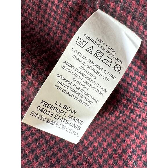 LL Bean Mens Flannel Shirt Size XXL Burgundy Houndstooth Outdoor Camping Casual - Picture 4 of 7